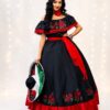 Vestido Mexicano con aplicaciones